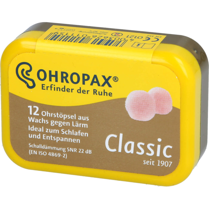 OHROPAX Classic Ohrstöpsel aus Wachs, 12 St. Ohrstöpsel