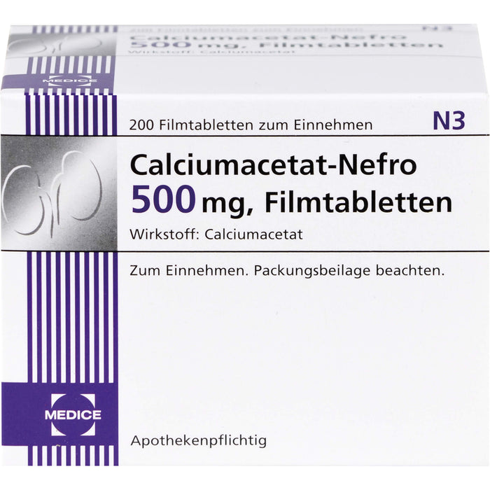 Calciumacetat-Nefro 500 mg Filmtabletten, 200 St. Tabletten