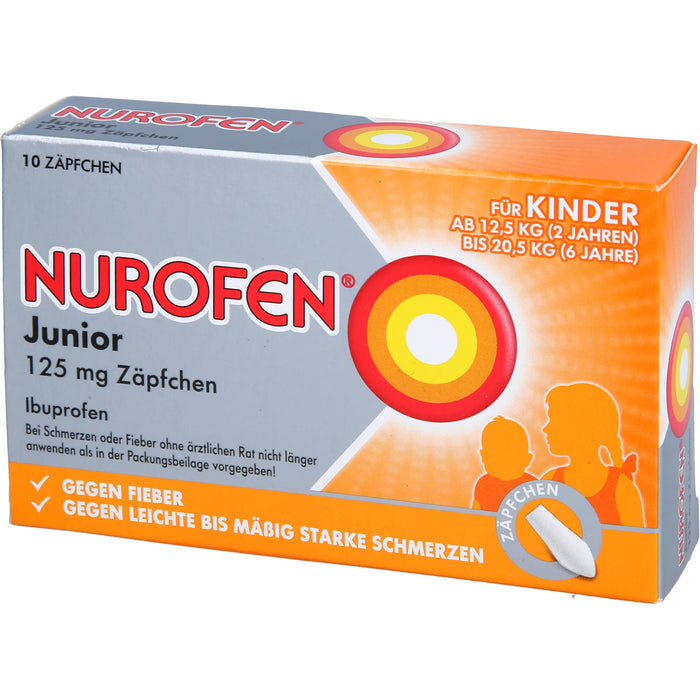 Nurofen Junior 125 mg Zäpfchen bei Fieber & Schmerzen ab 2 Jahren, 10 St. Zäpfchen