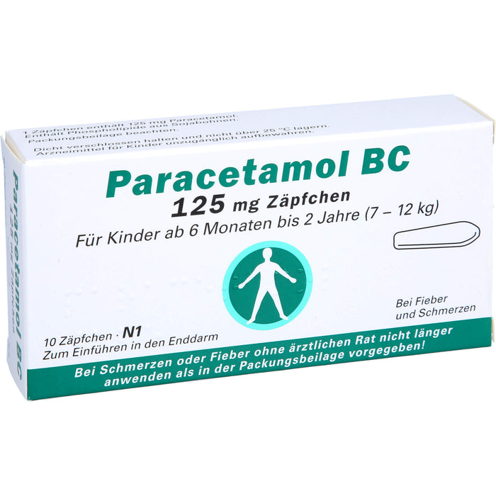 Paracetamol BC 125 mg Zäpfchen bei Fieber und Schmerzen, 10 St. Zäpfchen
