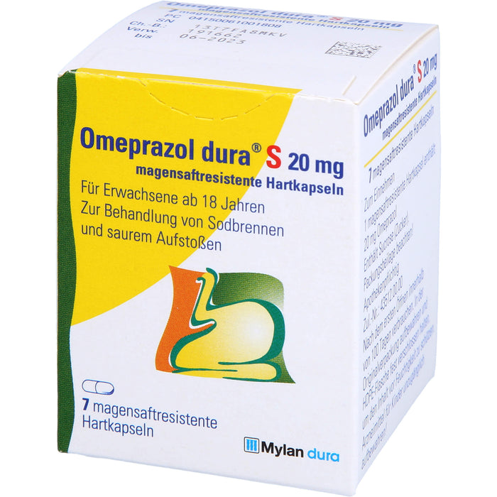 Omeprazol dura S 20 mg Hartkapseln bei Sodbrennen, 7 St. Kapseln