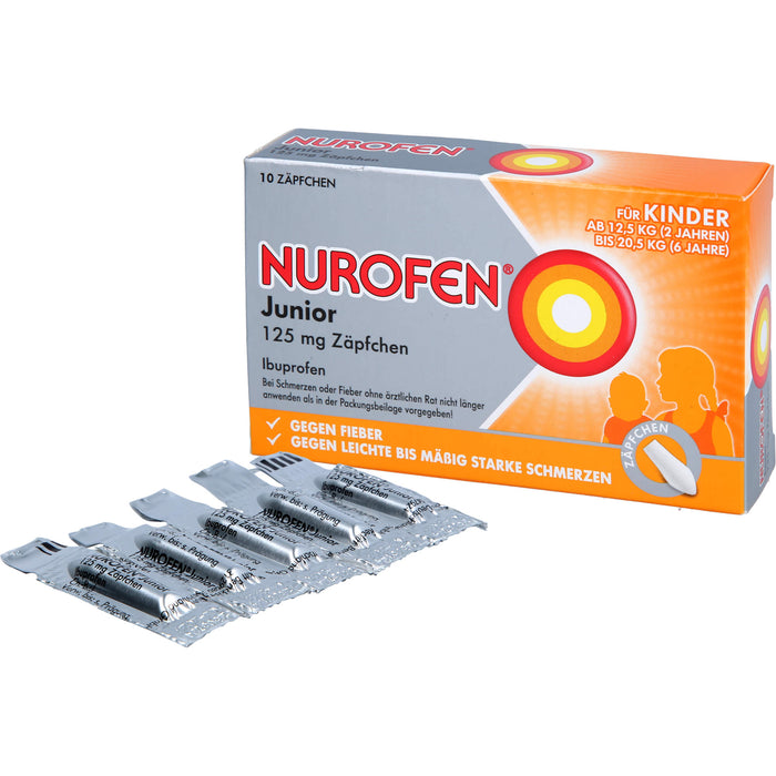 Nurofen Junior 125 mg Zäpfchen bei Fieber & Schmerzen ab 2 Jahren, 10 St. Zäpfchen