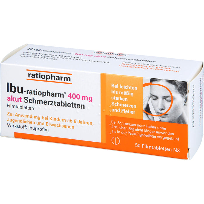 IBU-ratiopharm akut 400 mg Schmerztabletten, 50 St. Tabletten