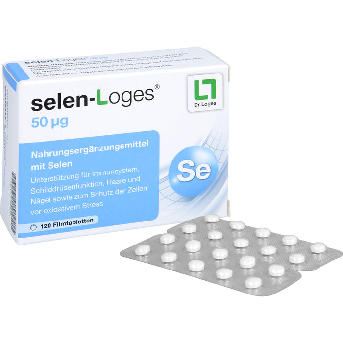 selen-Loges 50 µg Filmtabletten unterstützt das Immunsystem, die Schilddrüsenfunktion, Haare und Nägel, 120 St. Tabletten