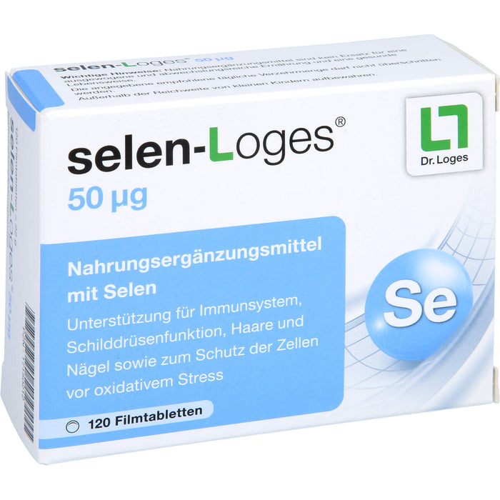 selen-Loges 50 µg Filmtabletten unterstützt das Immunsystem, die Schilddrüsenfunktion, Haare und Nägel, 120 St. Tabletten