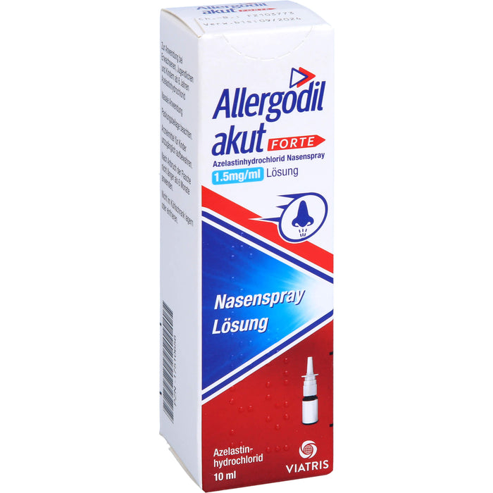 Allergodil akut forte 1,5 mg/ml Nasenspray gegen Heuschnupfen & nicht-saisonale allergische Rhinitis, 10 ml Lösung