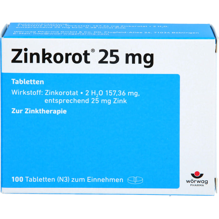 Zinkorot 25 mg Tabletten zur Zinktherapie, 100 St. Tabletten