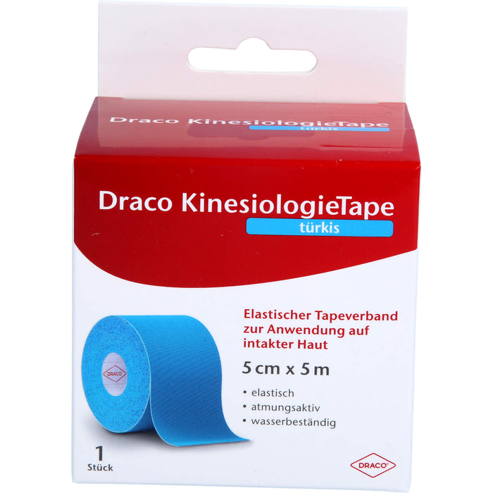 Draco KinesiologieTape 5 cm x 5 m türkis elastischer Tapeverband, 1 St. Verband