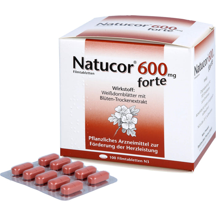 Natucor 600 mg forte Filmtabletten zur Förderung der Herzleistung, 100 St. Tabletten