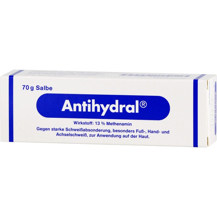 Antihydral 130 mg/g Methenamin Salbe gegen starken Schweißabsonderung, besonders Fuß-, Hand- und Achselschweiß, 70 g Salbe