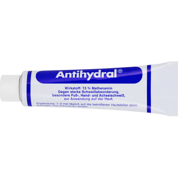 Antihydral 130 mg/g Methenamin Salbe gegen starken Schweißabsonderung, besonders Fuß-, Hand- und Achselschweiß, 70 g Salbe
