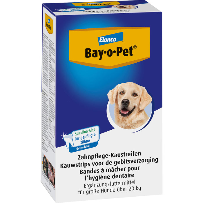 Elanco Bay-o-Pet Zahnpflege-Kaustreifen zur Zahnsteinprophylaxe bei großen Hunden, 140 g Kaustreifen