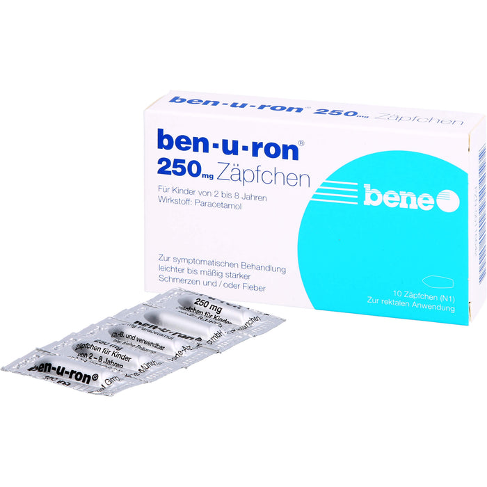 ben-u-ron 250 mg Zäpfchen bei Schmerzen und Fieber, 10 St. Zäpfchen