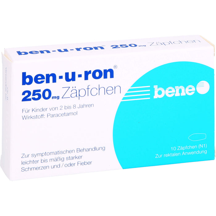 ben-u-ron 250 mg Zäpfchen bei Schmerzen und Fieber, 10 St. Zäpfchen