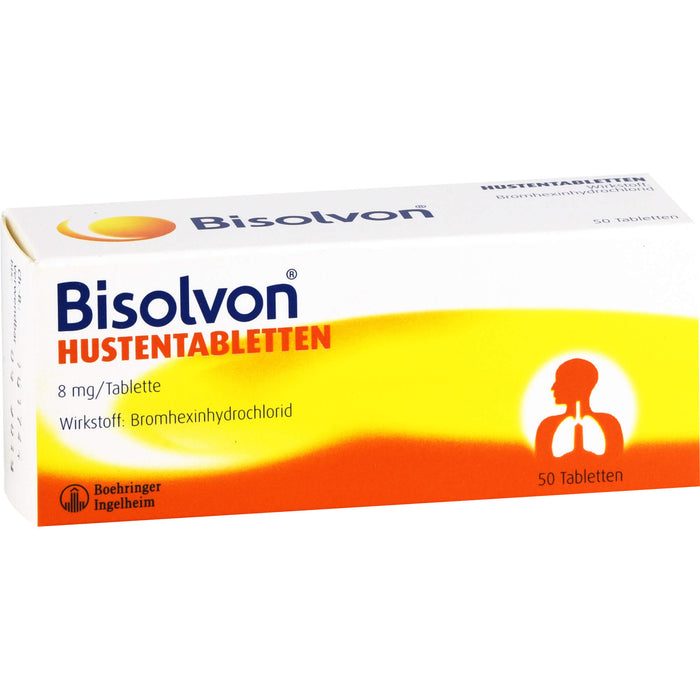 Bisolvon Hustentabletten zur Behandlung der übermäßigen Bildung von Schleim bei Erkältungshusten, 50 St. Tabletten