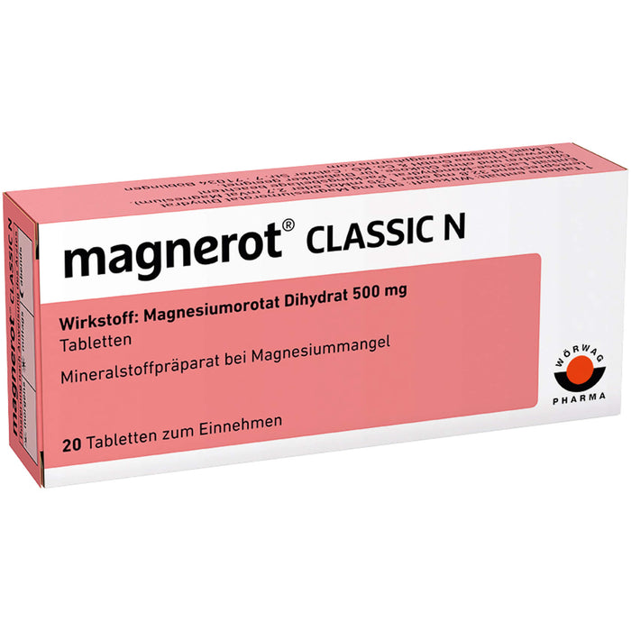 magnerot Classic N Tabletten bei Magnesiummangel, 20 St. Tabletten