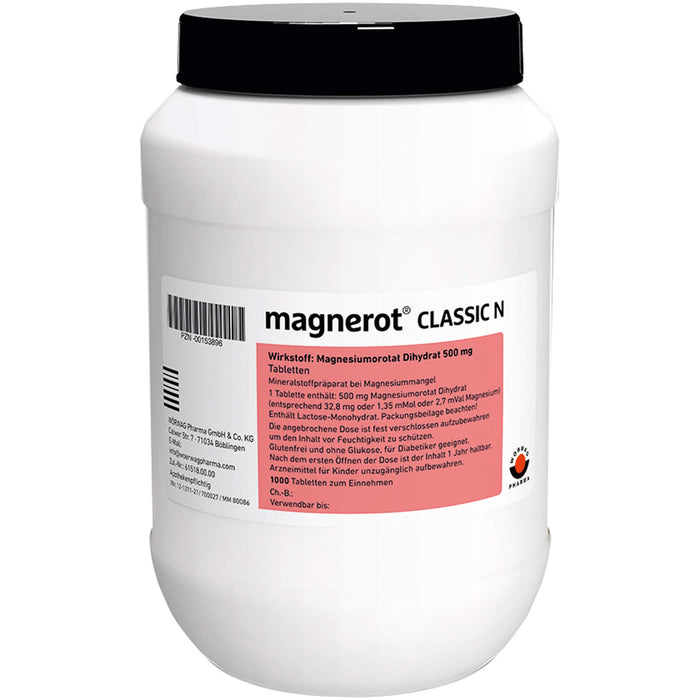 magnerot Classic N Tabletten bei Magnesiummangel, 1000 St. Tabletten