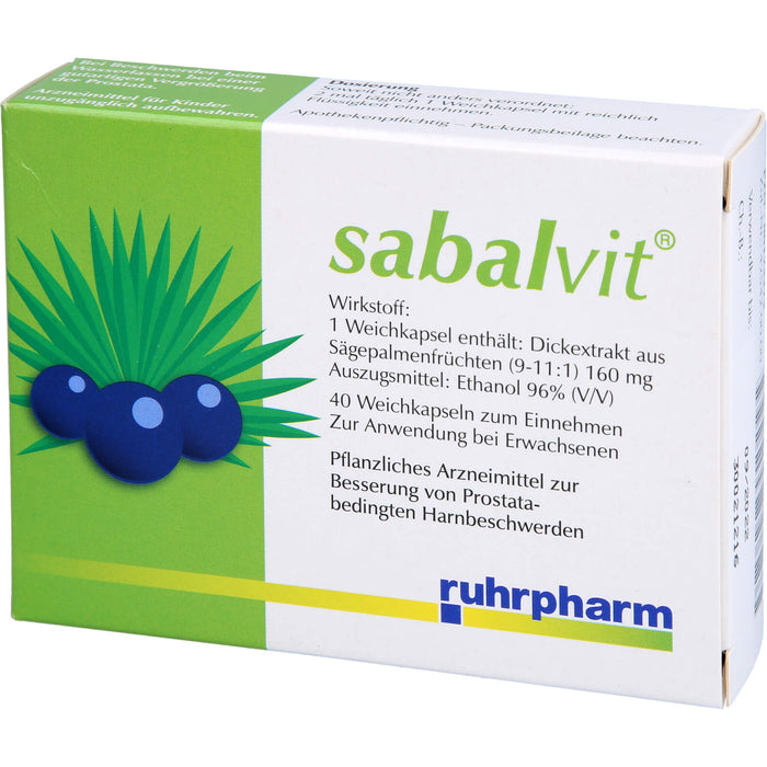sabalvit Weichkapseln zur Besserung von Prostata-bedingten Harnbeschwerden, 40 St. Kapseln