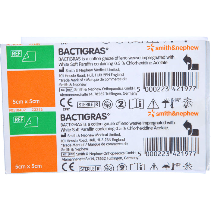 BACTIGRAS antiseptische Paraffingaze 5 x 5 cm, 1 St. Wundgaze