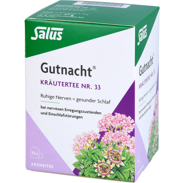 Salus Gutnacht-Kräutertee Nr. 33 ruhige Nerven = gesunder Schlaf, 15 St. Filterbeutel