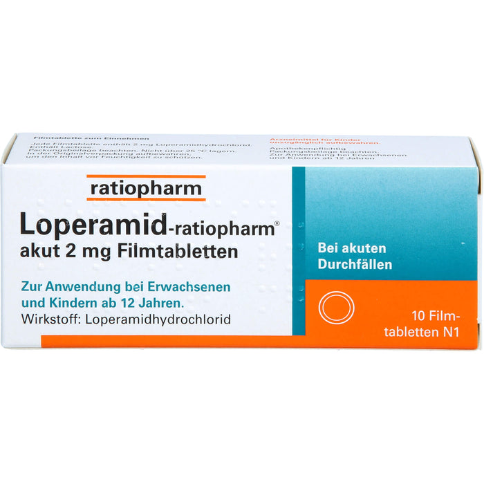 Loperamid-ratiopharm akut Filmtabletten, 10 St. Tabletten