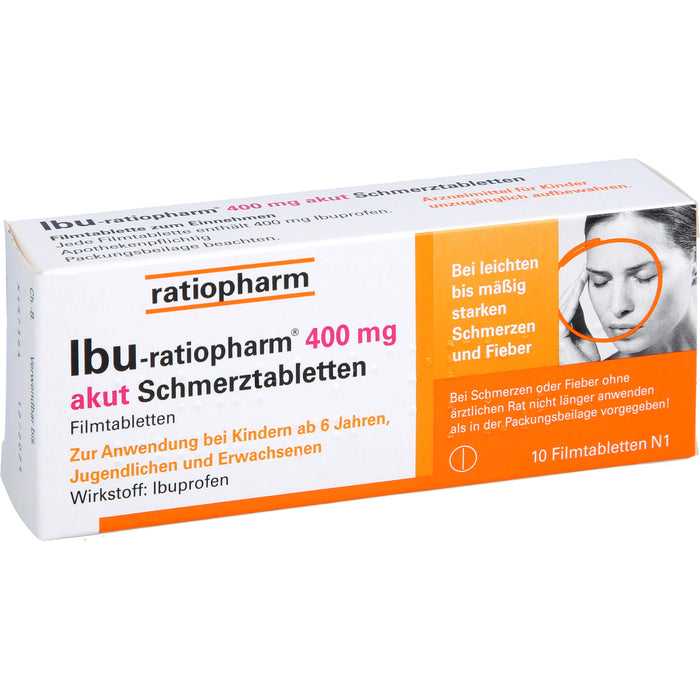IBU-ratiopharm akut 400 mg akut Schmerztabletten, 10 St. Tabletten