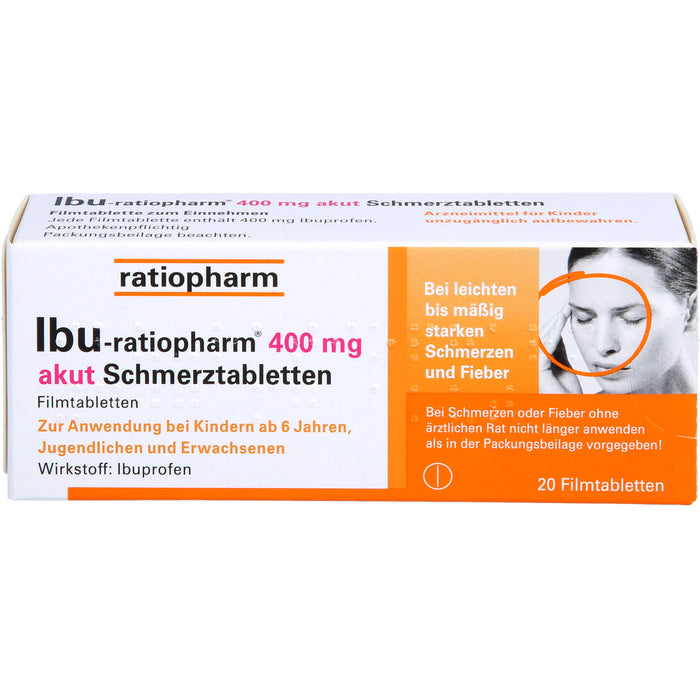IBU-ratiopharm akut 400 mg Schmerztabletten, 20 St. Tabletten