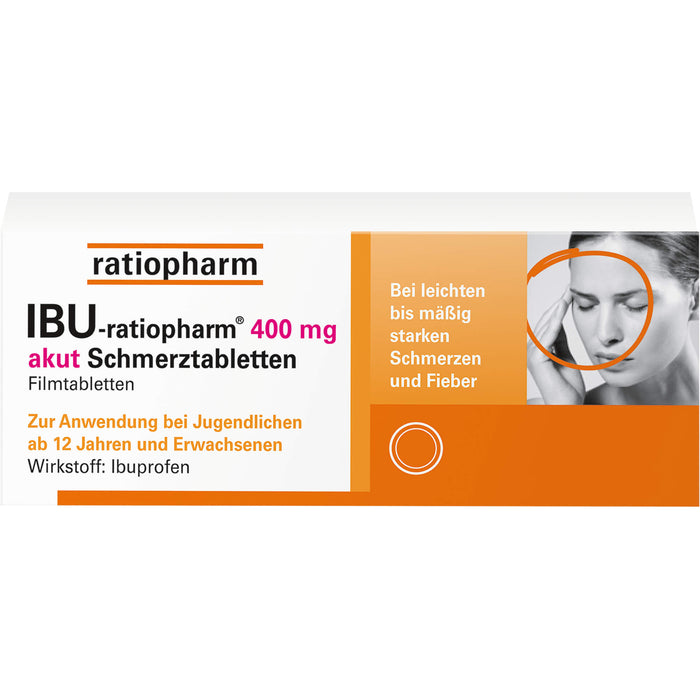 IBU-ratiopharm akut 400 mg Schmerztabletten, 20 St. Tabletten