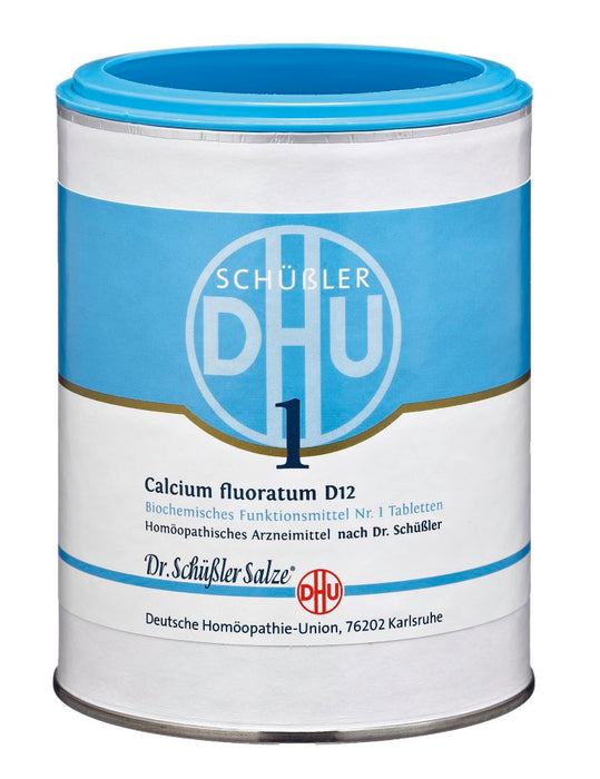 DHU Schüßler-Salz Nr. 1 Calcium fluoratum D12 – Das Mineralsalz des Bindegewebes, der Gelenke und Haut – das Original, 1000 St. Tabletten