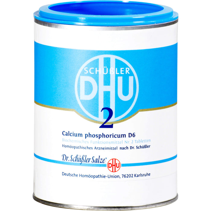DHU Schüßler-Salz Nr. 2 Calcium phosphoricum D6, Das Mineralsalz der Knochen und Zähne – das Original, 1000 St. Tabletten