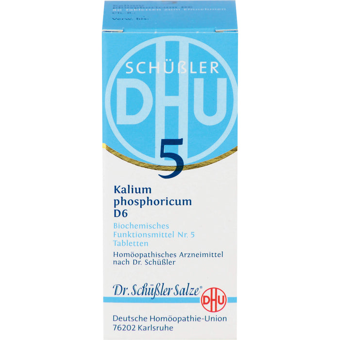 DHU Schüßler-Salz Nr. 5 Kalium phosphoricum D6, Das Mineralsalz der Nerven und Psyche – das Original – umweltfreundlich im Arzneiglas, 80 St. Tabletten