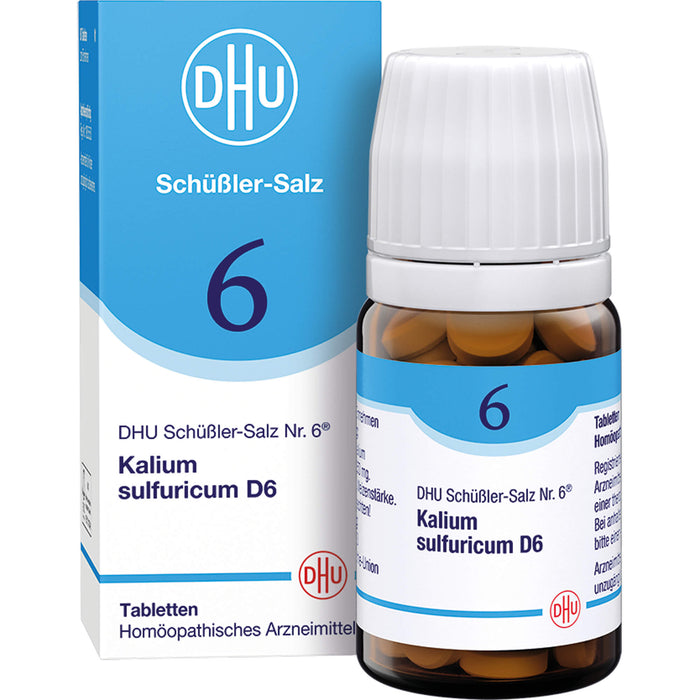 DHU Kalium sulfuricum D6 Biochemisches Ergänzungsmittel Nr. 14 – Das Mineralsalz der inneren Reinigung – umweltfreundlich im Arzneiglas, 80 St. Tabletten