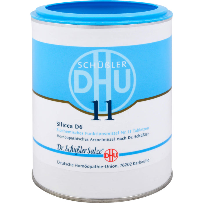 DHU Schüßler-Salz Nr. 11 Silicea D6, Das Mineralsalz der Haare, der Haut und des Bindegewebes – das Original, 1000 St. Tabletten