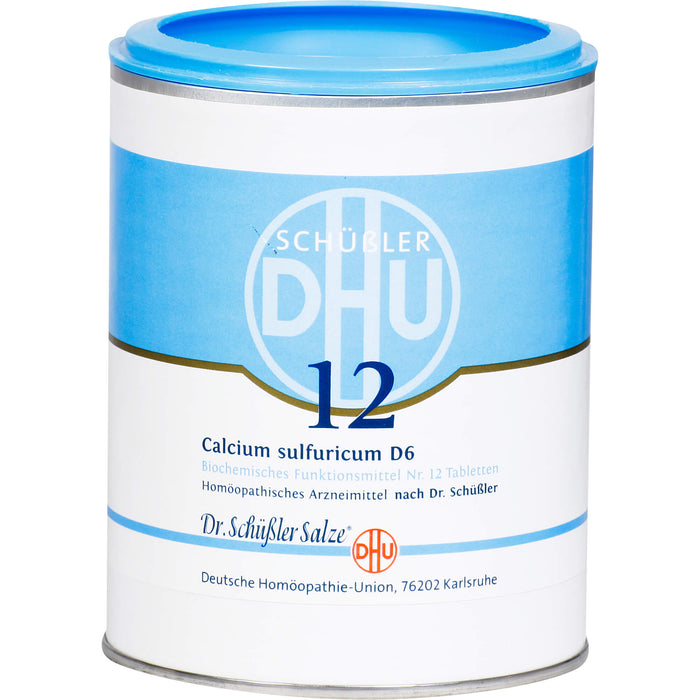 DHU Schüßler-Salz Nr. 12 Calcium sulfuricum D6 – Das Mineralsalz der Gelenke – das Original – umweltfreundlich im Arzneiglas, 1000 St. Tabletten