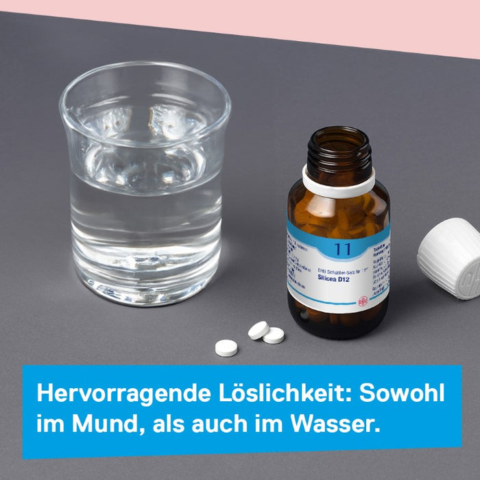 DHU Schüßler-Salz Nr. 11 Silicea D12 – Das Mineralsalz der Haare, der Haut und des Bindegewebes – das Original – umweltfreundlich im Arzneiglas, 200 St. Tabletten