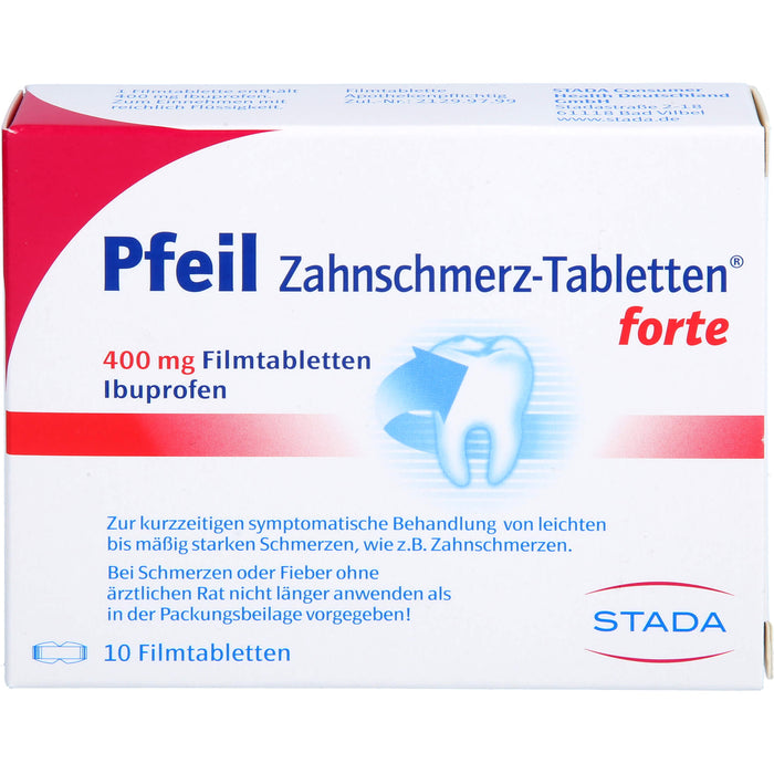 Pfeil Zahnschmerz-Tabletten forte lindert schnell, 10 St. Tabletten