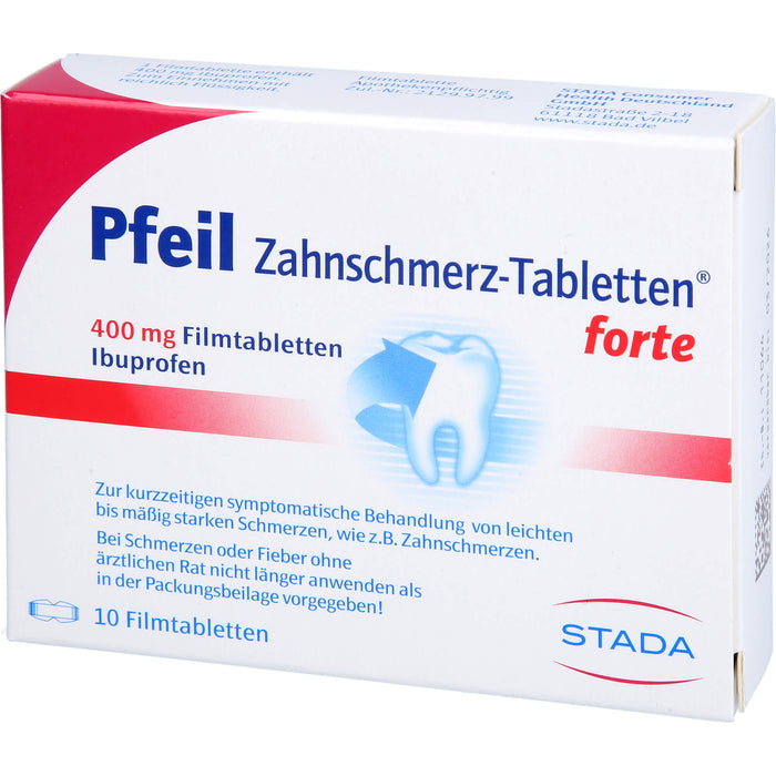 Pfeil Zahnschmerz-Tabletten forte lindert schnell, 10 St. Tabletten