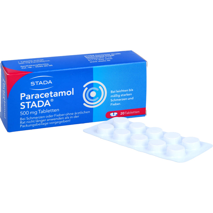 Paracetamol STADA 500 mg Tabletten bei Schmerzen und Fieber, 20 St. Tabletten