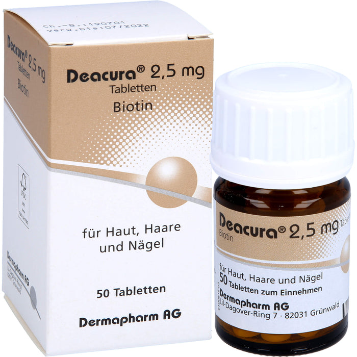 Deacura 2,5 mg Tabletten für Haut, Haare und Nägel, 50 St. Tabletten
