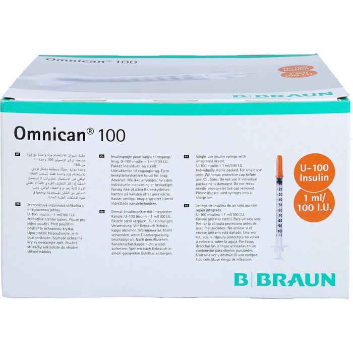 Omnican 100 1ml Insulinspritzen, 100 I.E. Nennvolumen, U-100 Insulin; 0,30x12mm, 100X1 St SRI