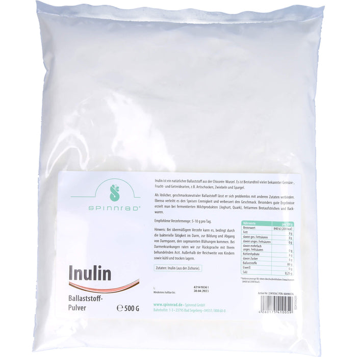 SPINNRAD Inulin prebiotisches Ballaststoff-Pulver, 500 g Pulver