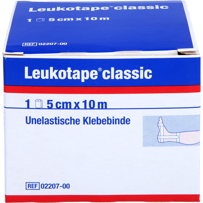 Leukotape classic 5 cm x 10 m weiß unelastische Klebebinde, 1 St. Binde