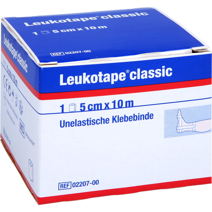 Leukotape classic 5 cm x 10 m weiß unelastische Klebebinde, 1 St. Binde