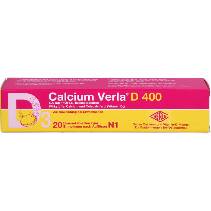 Calcium Verla D 400, Brausetbl., 20 St BTA