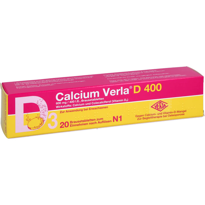 Calcium Verla D 400, Brausetbl., 20 St BTA