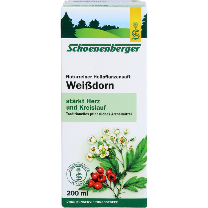 Schoenenberger naturreiner Heilpflanzensaft Weißdorn stärkt Herz und Kreislauf, 200 ml Lösung