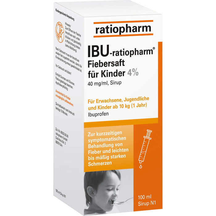 IBU-ratiopharm Fiebersaft für Kinder 4 %, 100 ml Lösung