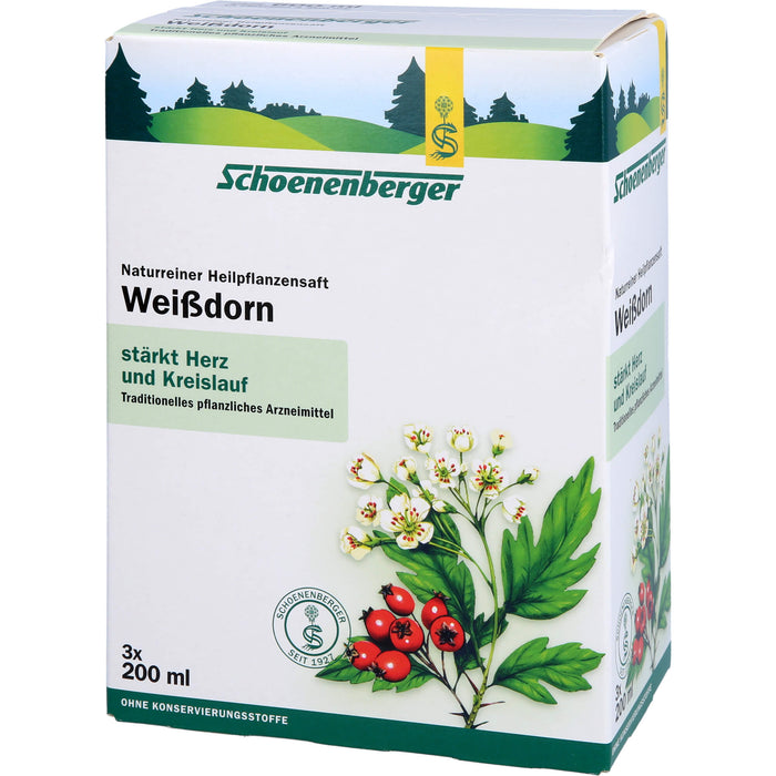 Schoenenberger naturreiner Heilpflanzensaft Weißdorn stärkt Herz und Kreislauf, 600 ml Lösung