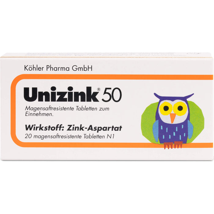 Unizink 50 mg magensaftresistente Tabletten, 20 St. Tabletten