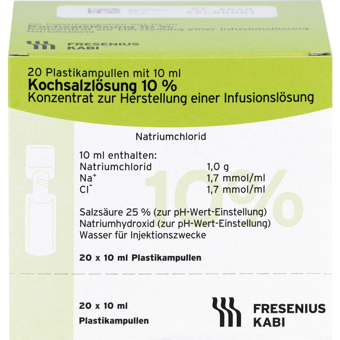 Kochsalzlösung 10 %, Fresenius Konzentrat zur Herstellung einer Infusionslösung, Amp., 20X10 ml IFK